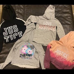 Lot of 4 Justice Hooded Sweatshirts size 6/7